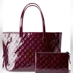 GLAMAHOLIC  TOTE BAG  Burgundy Mirror Monogram Large Tote NWT  Rare Luxury